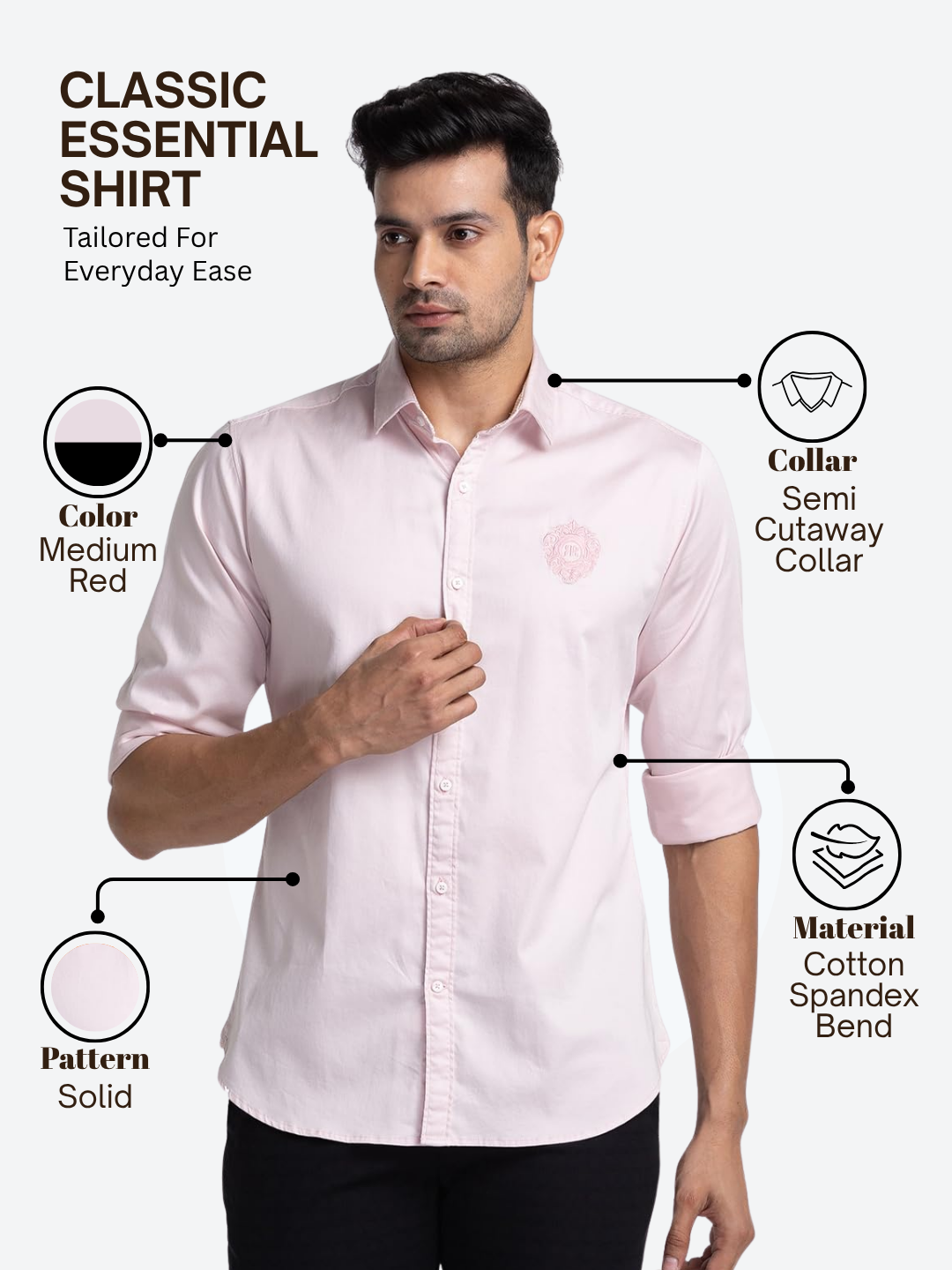 Raymond Men Pink Slim Fit Solid Casual Shirt