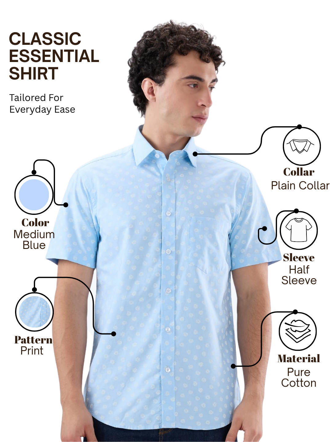 Colorplus Men Blue Regular Fit Printed Casual Shirt
