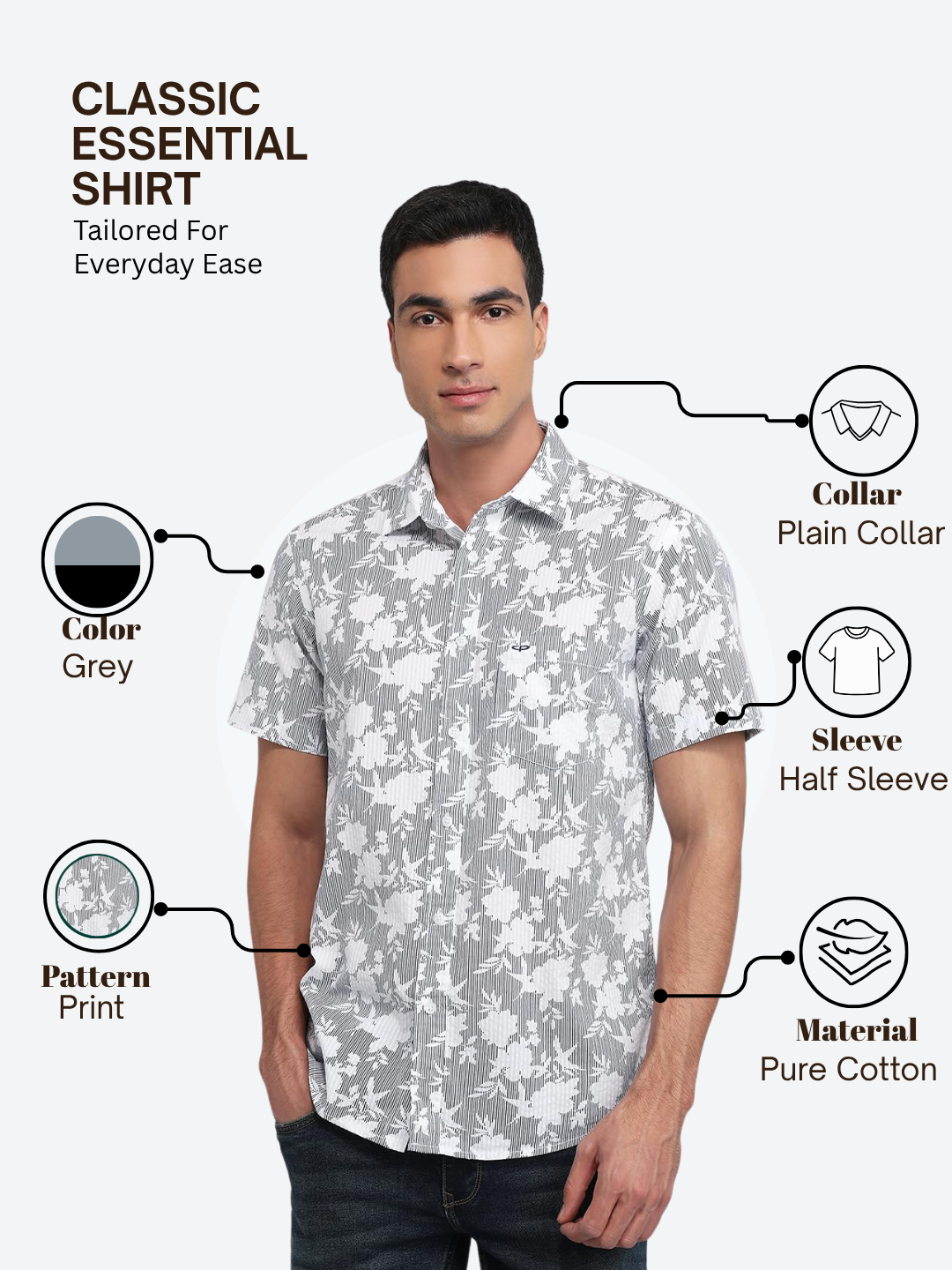 Colorplus Men Blue Regular Fit Printed Casual Shirt