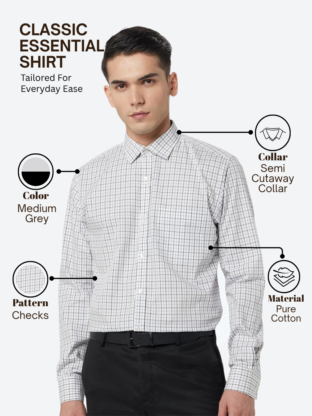 Park Avenue Men White Slim Fit Checks Formal Shirt