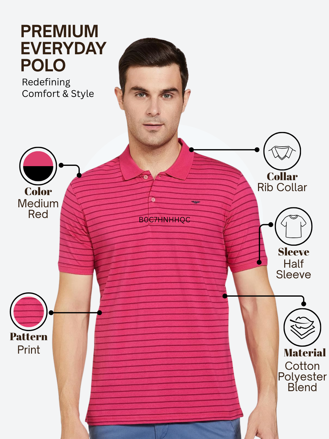 Park Avenue Men Red Slim Fit Printed Polo Neck Collar T-Shirt