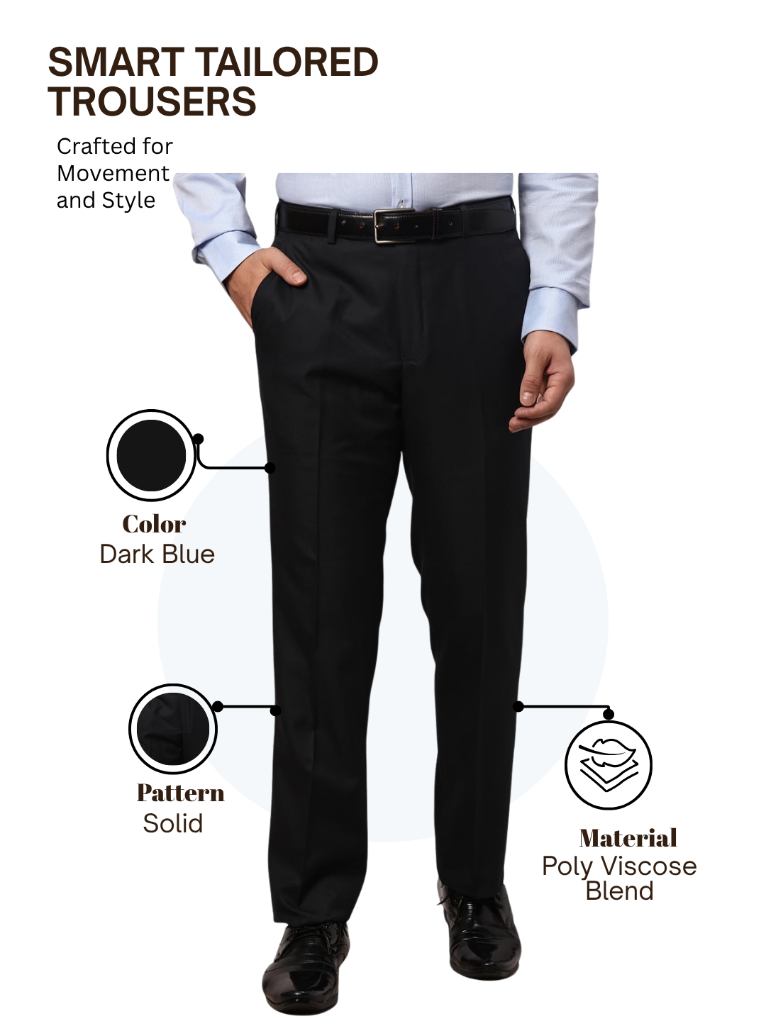 Park Avenue Men Blue Smart Fit Solid Trouser