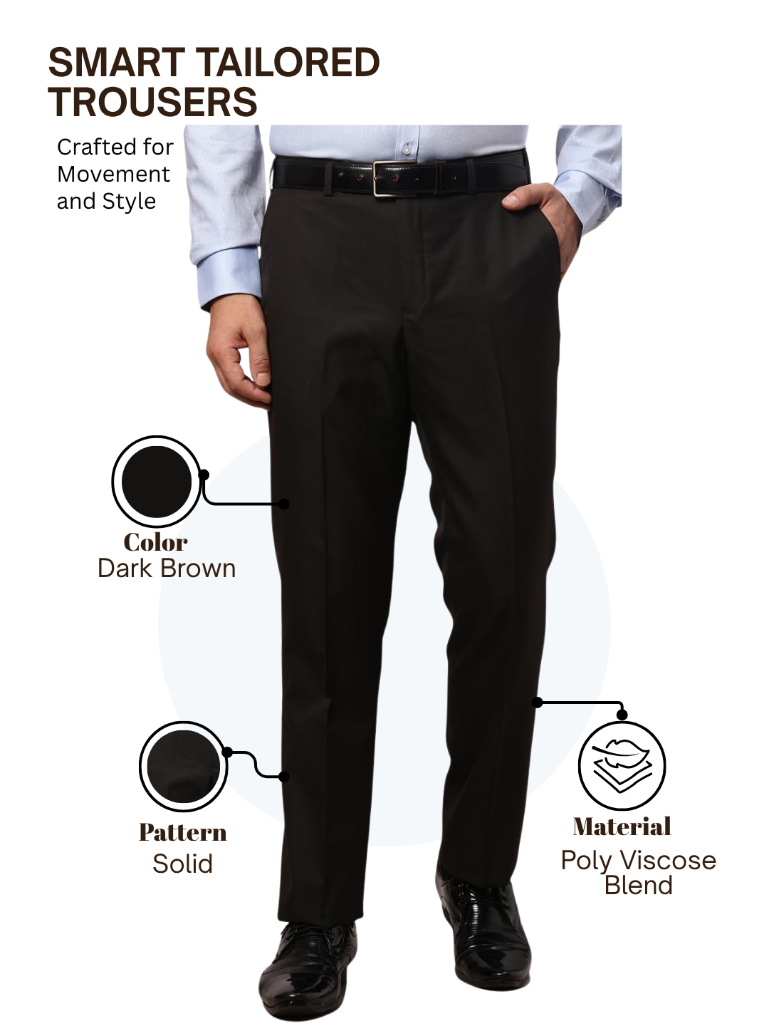 Park Avenue Men Brown Smart Fit Solid Trouser