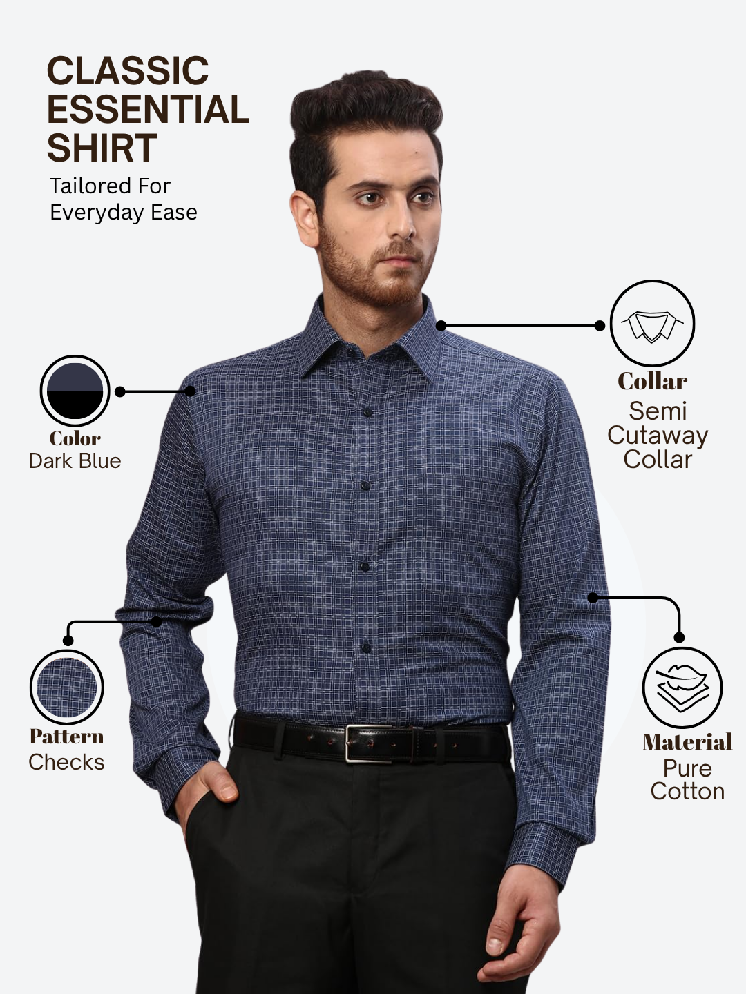 Raymond Men Blue Slim Fit Checks Formal Shirt