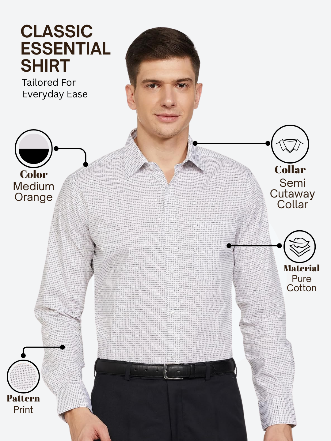 Raymond Men Orange Slim Fit Printed Formal Shirt