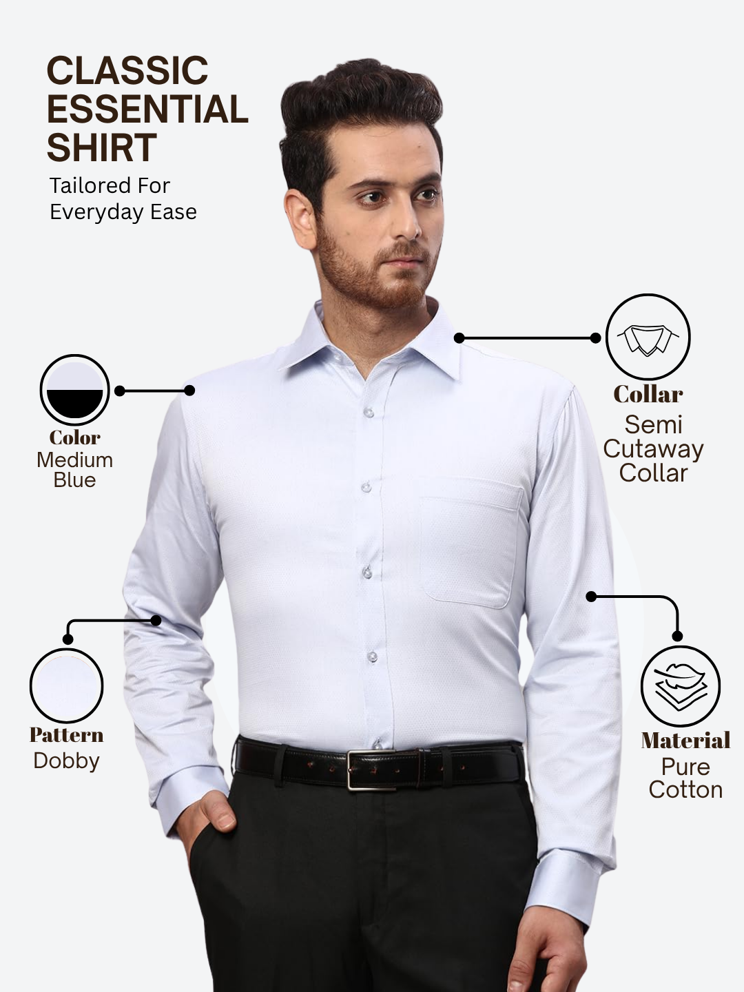 Raymond Men Blue Slim Fit Dobby Formal Shirt