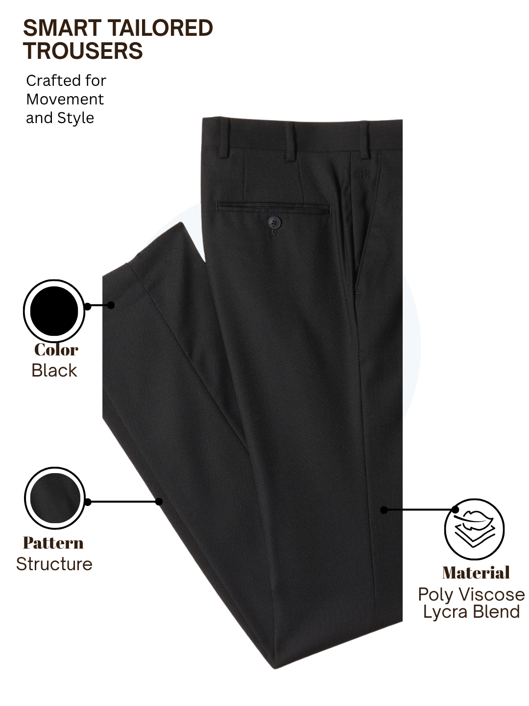 Raymond Men Black Slim Fit Structure Trouser
