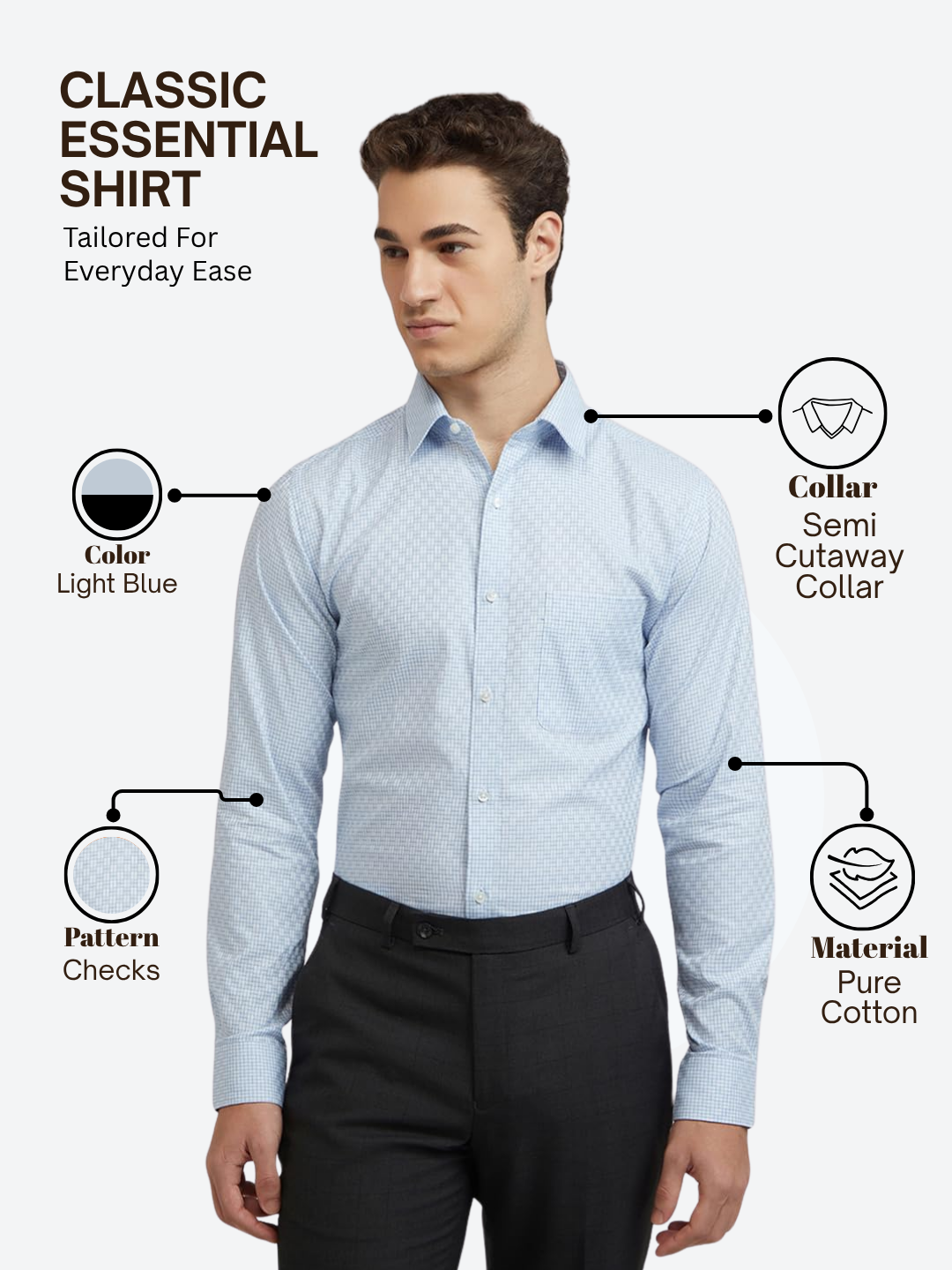 Raymond Men Blue Slim Fit Checks Formal Shirt