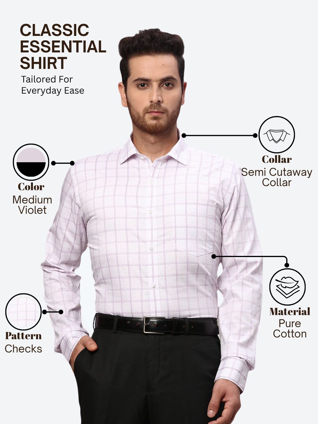 Park Avenue Men Violet Slim Fit Checks Formal Shirt