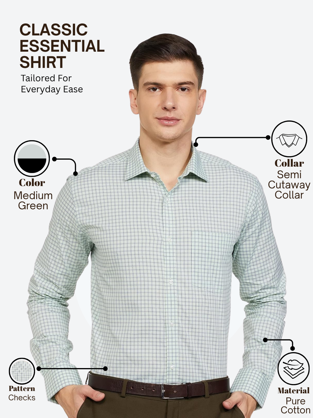 Park Avenue Men Green Slim Fit Checks Formal Shirt