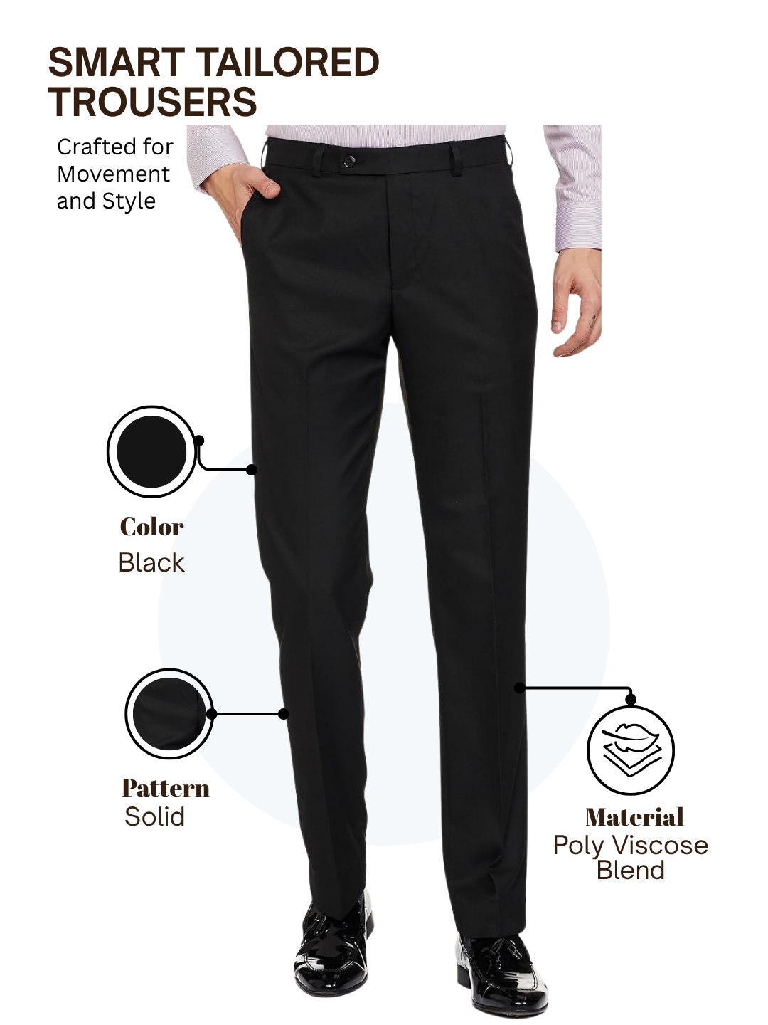 Park Avenue Men Black Smart Fit Solid Trouser