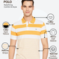 Park Avenue Men Yellow Slim Fit Stripe Polo Neck Collar T-Shirt