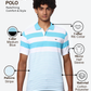 Park Avenue Men Blue Slim Fit Stripe Polo Neck Collar T-Shirt