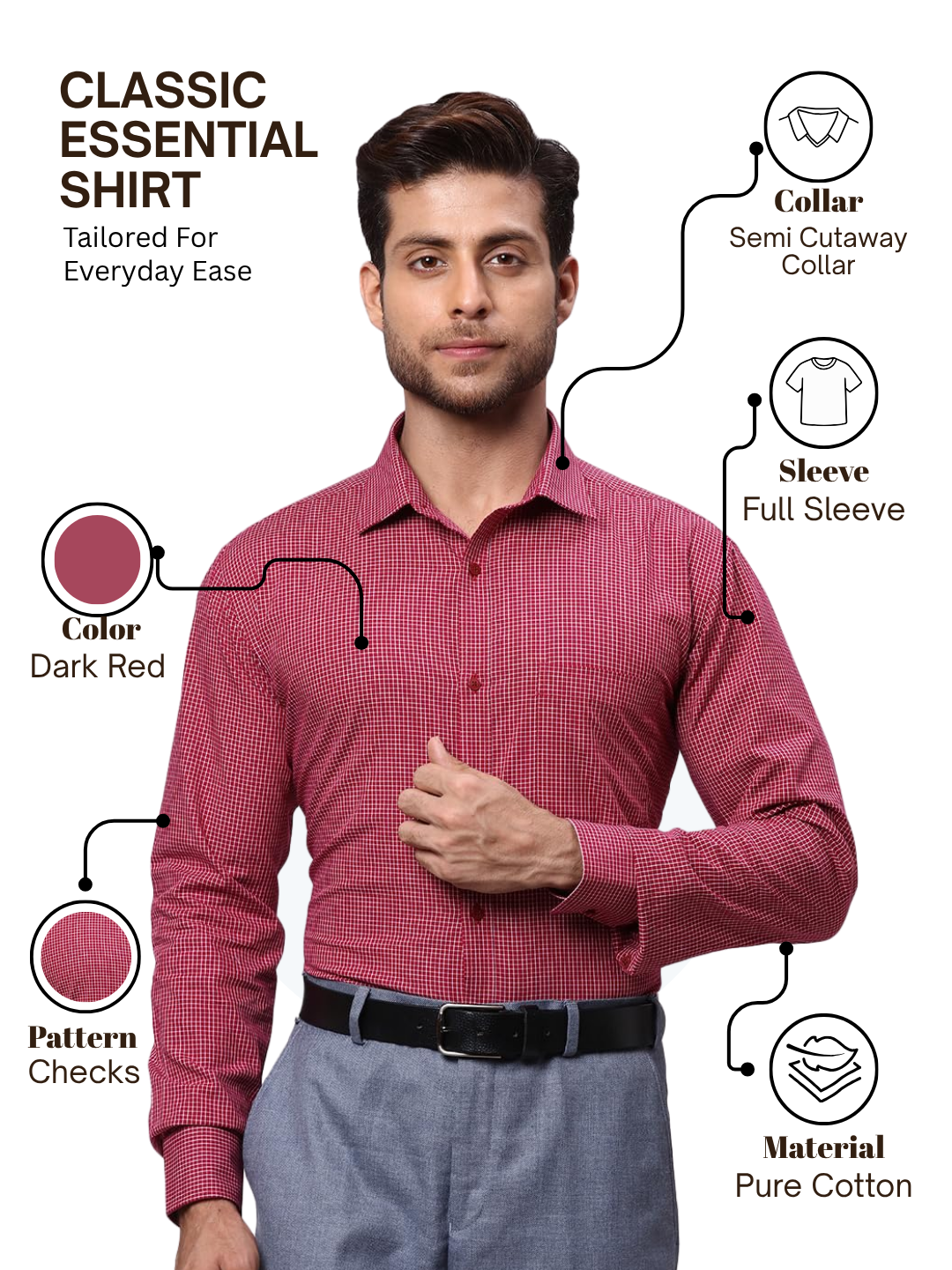 Park Avenue Men Red Slim Fit Checks Formal Shirt
