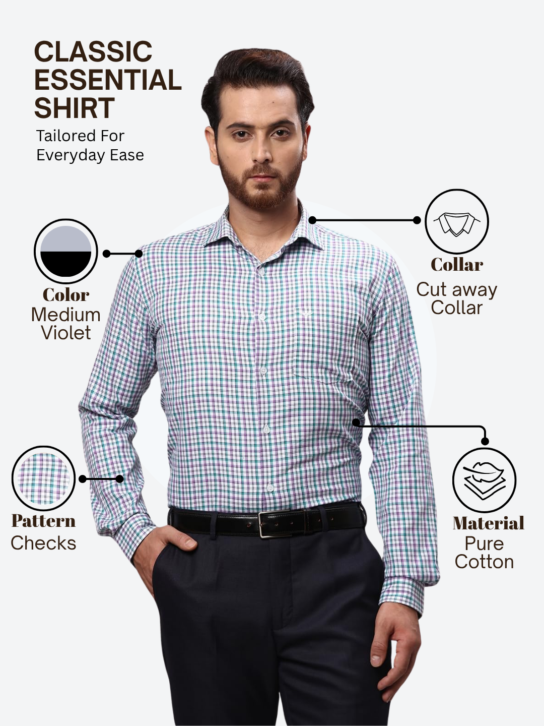 Park Avenue Men Purple Slim Fit Checks Casual Shirt
