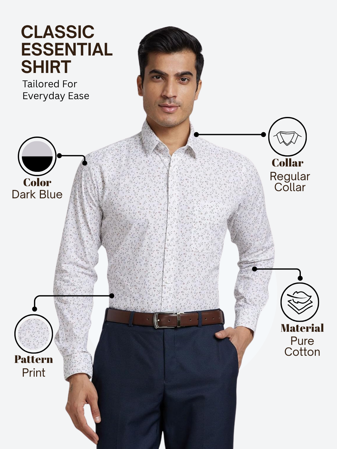 Raymond Men Blue Slim Fit Printed Casual Shirt