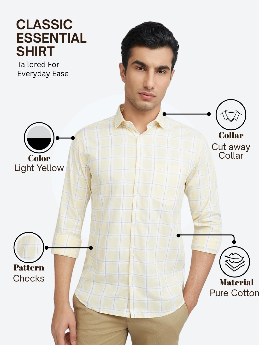 Park Avenue Men Yellow Slim Fit Checks Casual Shirt