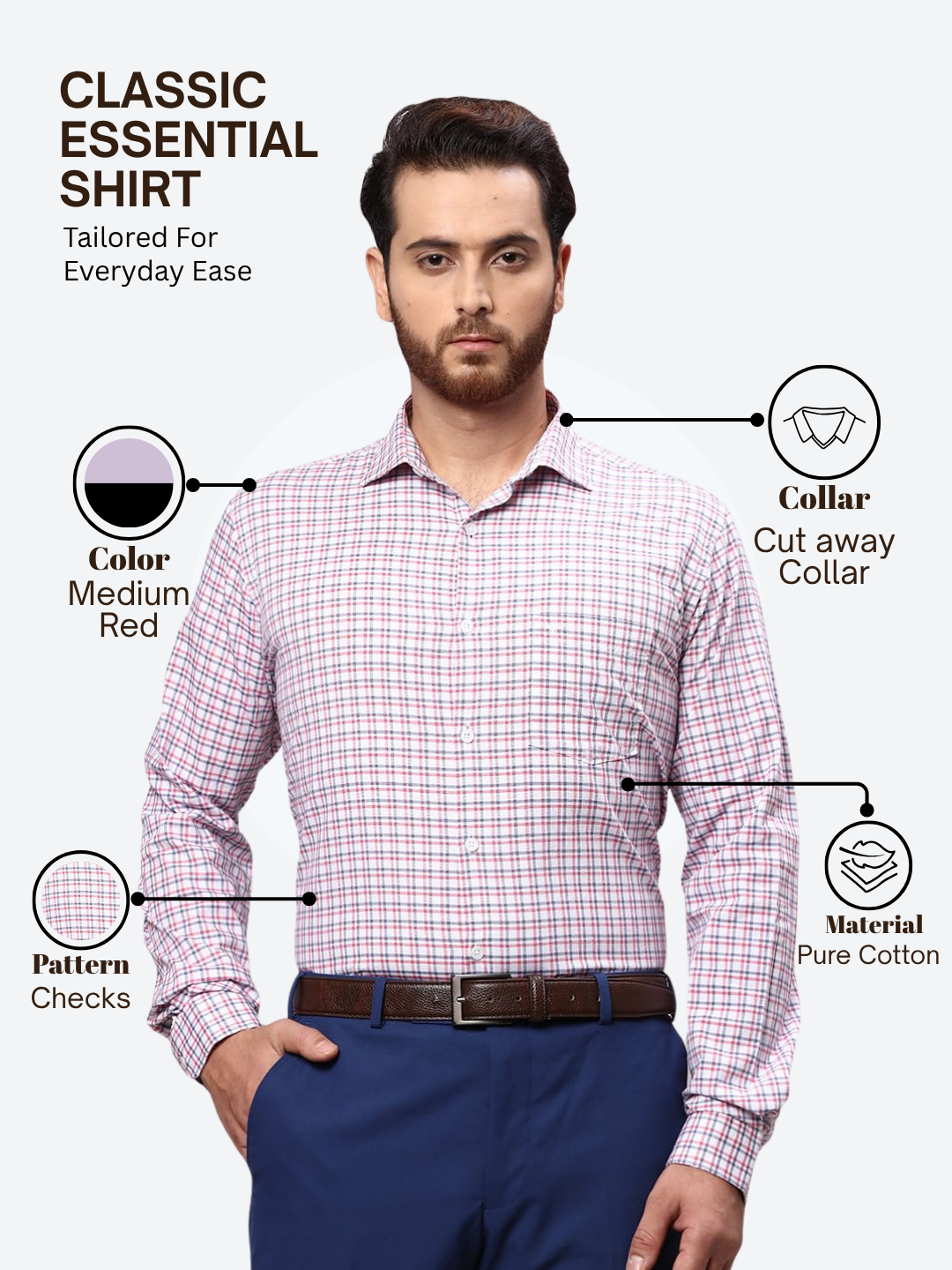 Park Avenue Men Red Slim Fit Checks Casual Shirt