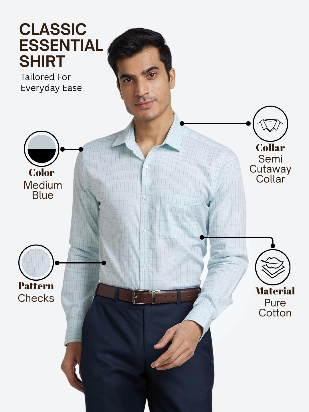 Park Avenue Men Blue Slim Fit Checks Formal Shirt
