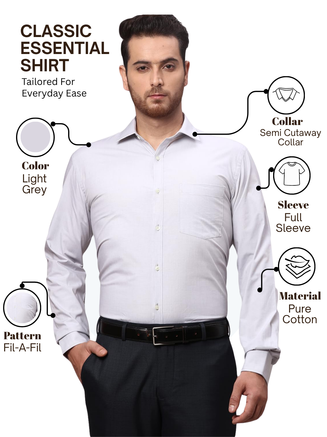 Park Avenue Men Grey Slim Fit Fil-A-Fil Formal Shirt