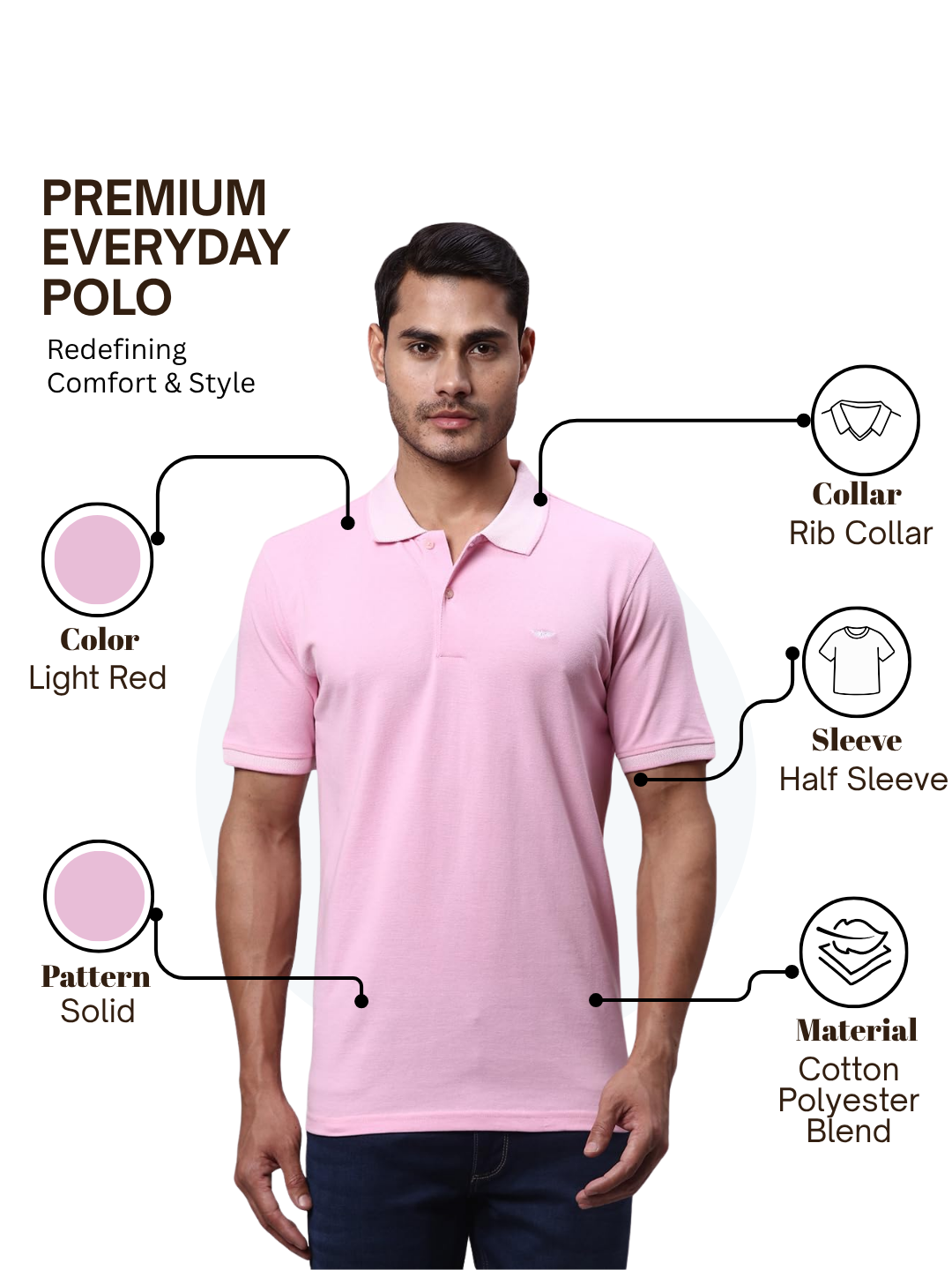 Park Avenue Men Red Slim Fit Solid Polo Neck Collar T-Shirt