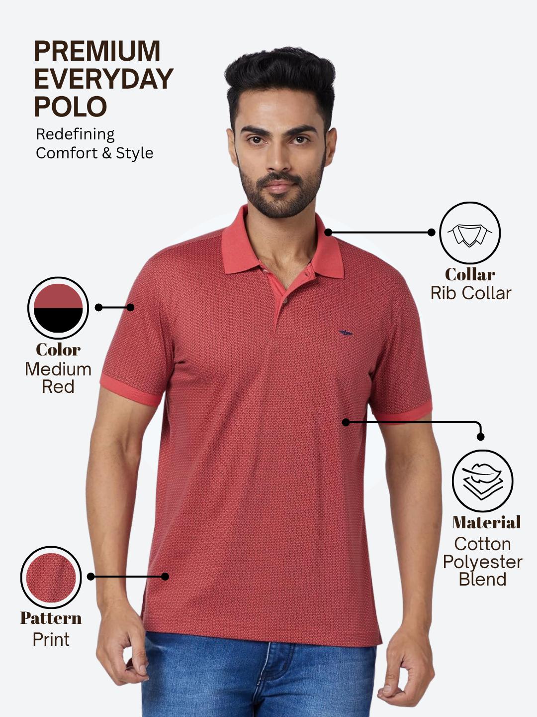 Park Avenue Men Red Slim Fit Printed Round Neck Collar T-Shirt