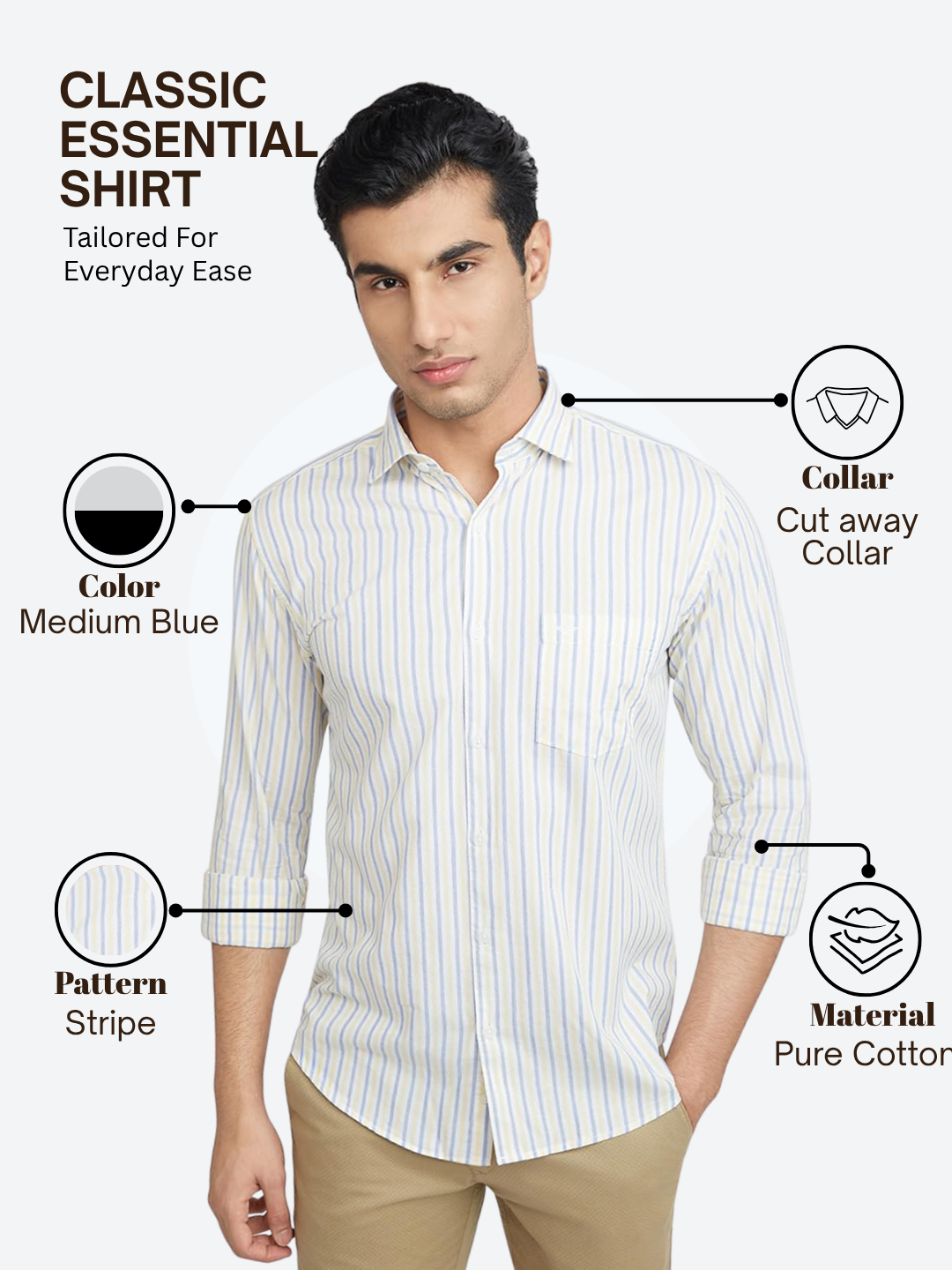 Park Avenue Men Blue Slim Fit Stripe Casual Shirt