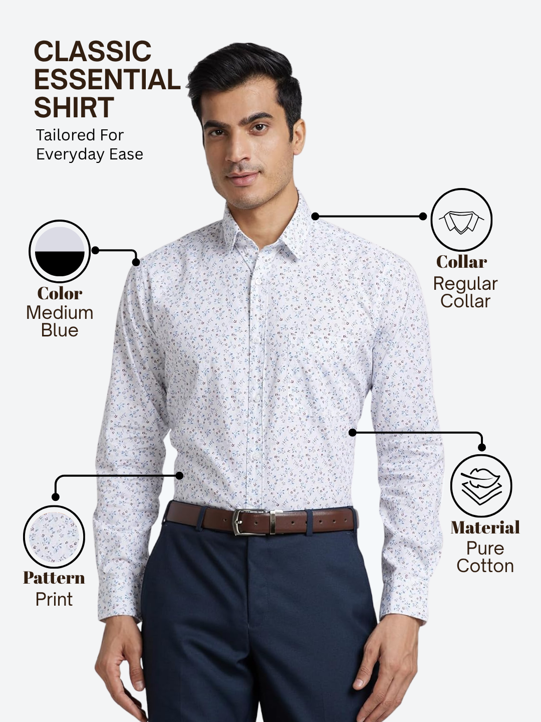 Raymond Men White Slim Fit Printed Casual Shirt
