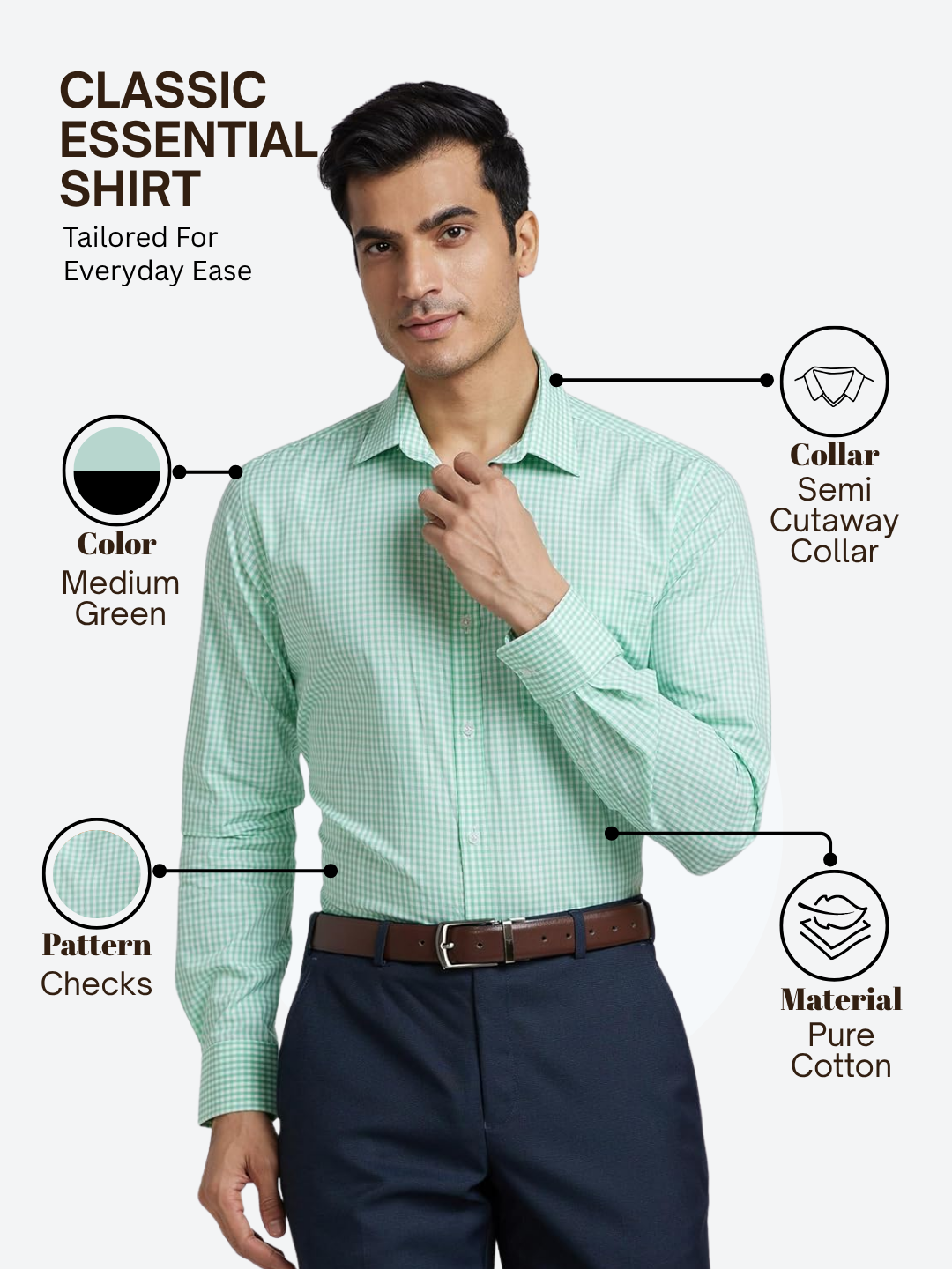 Park Avenue Men Green Slim Fit Checks Formal Shirt