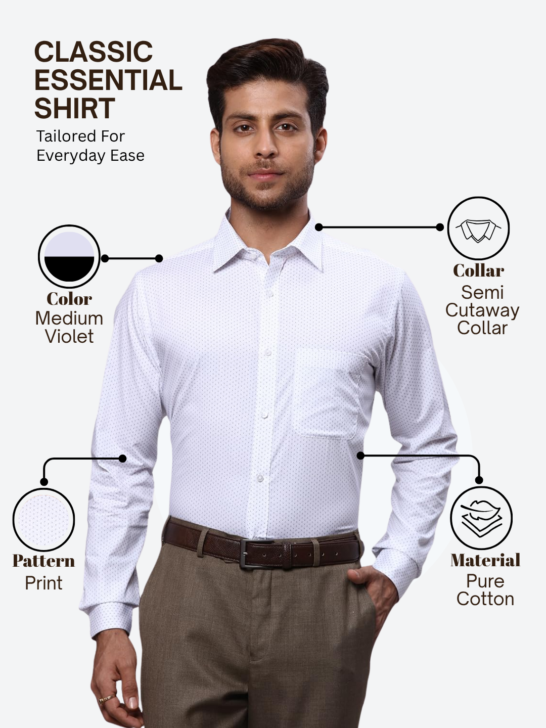 Raymond Men Violet Slim Fit Printed Formal Shirt