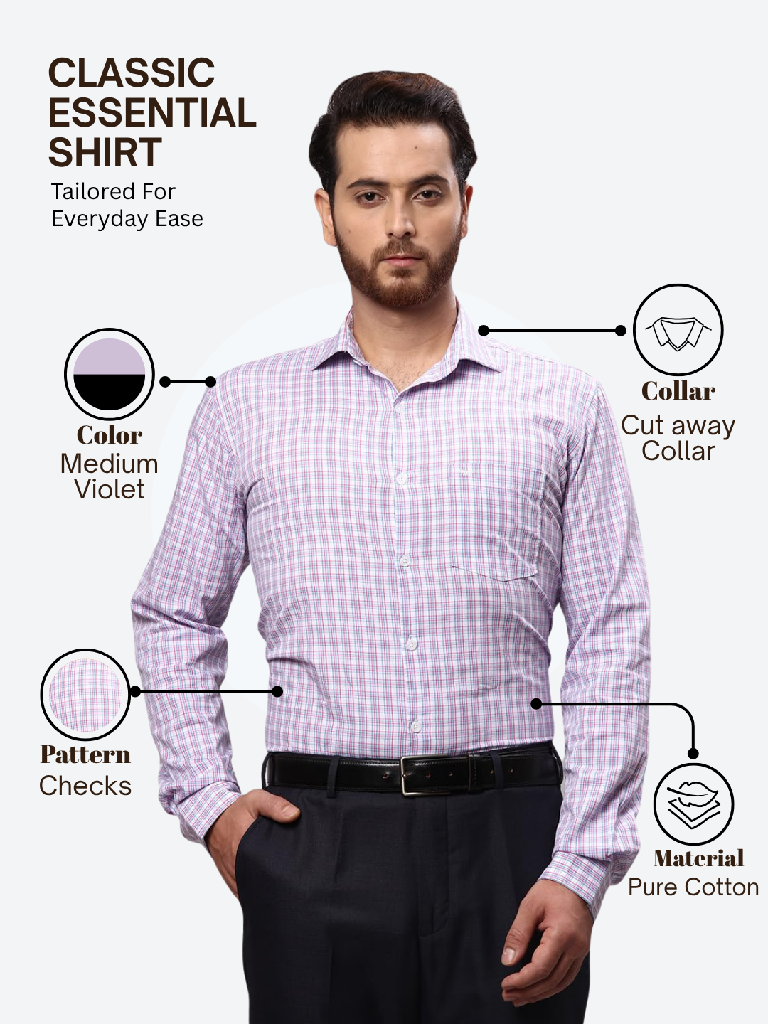 Park Avenue Men Violet Slim Fit Checks Casual Shirt