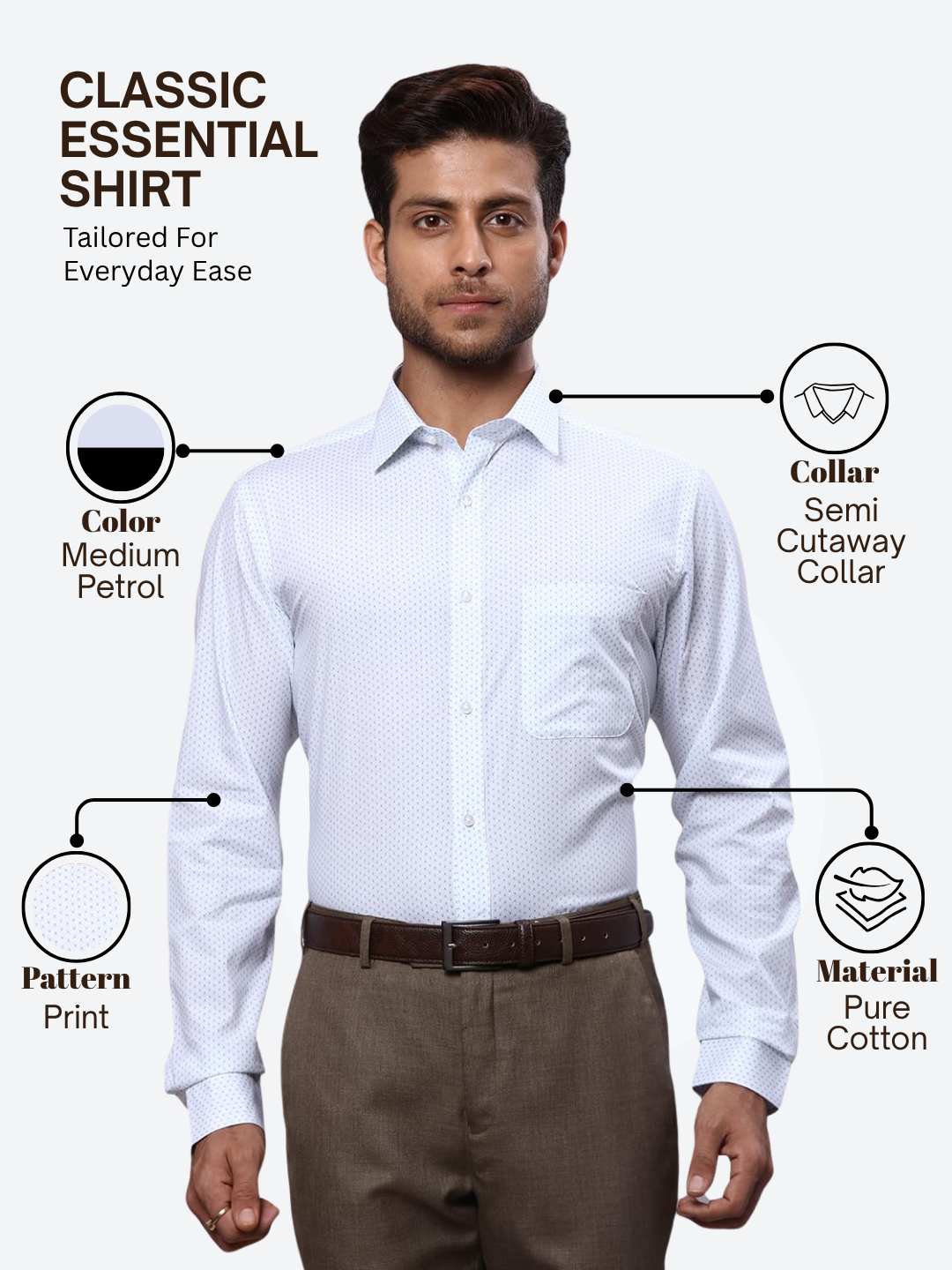 Raymond Men Petrol Slim Fit Printed Formal Shirt