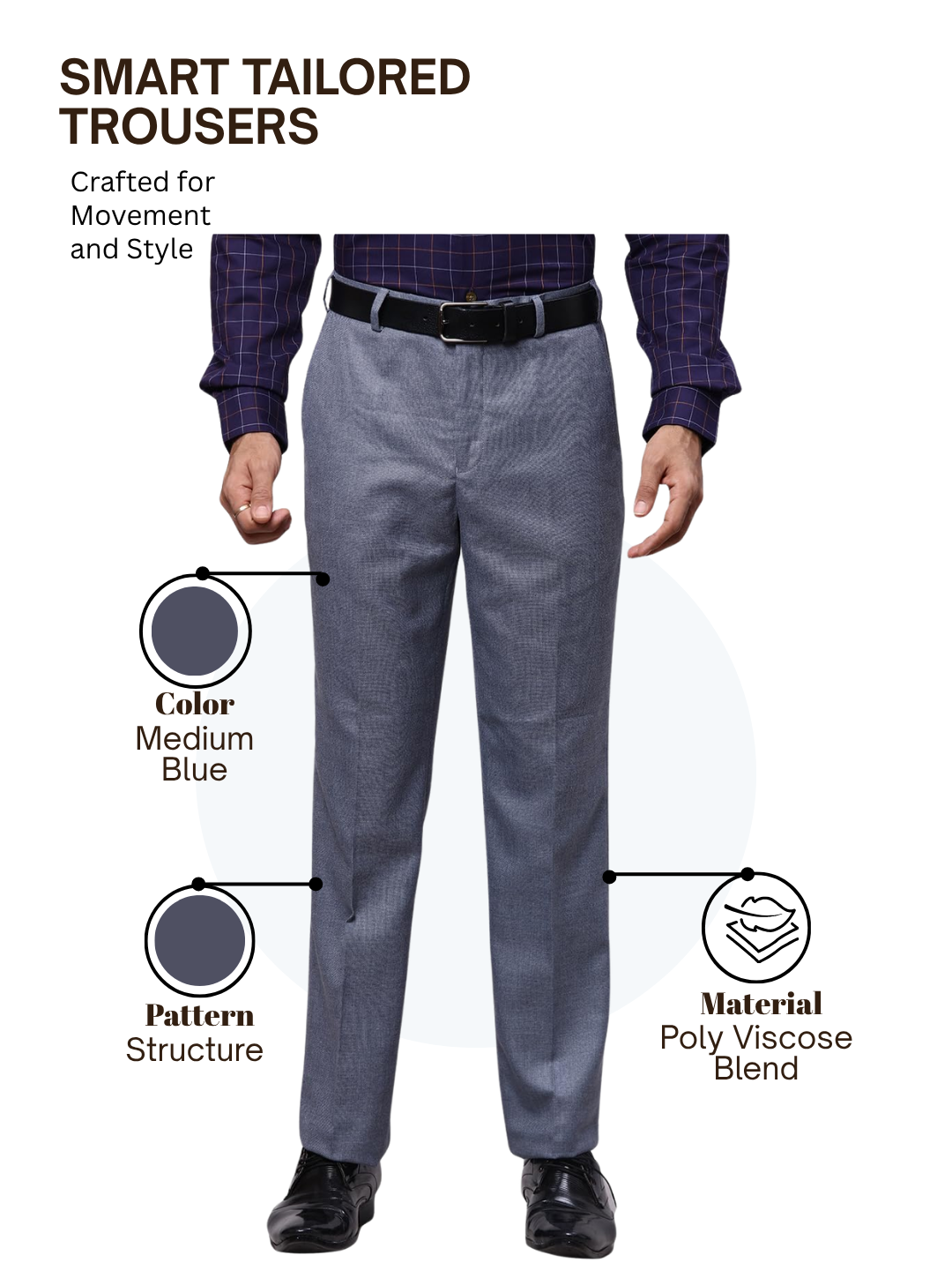Park Avenue Men Blue Smart Fit Structure Trouser