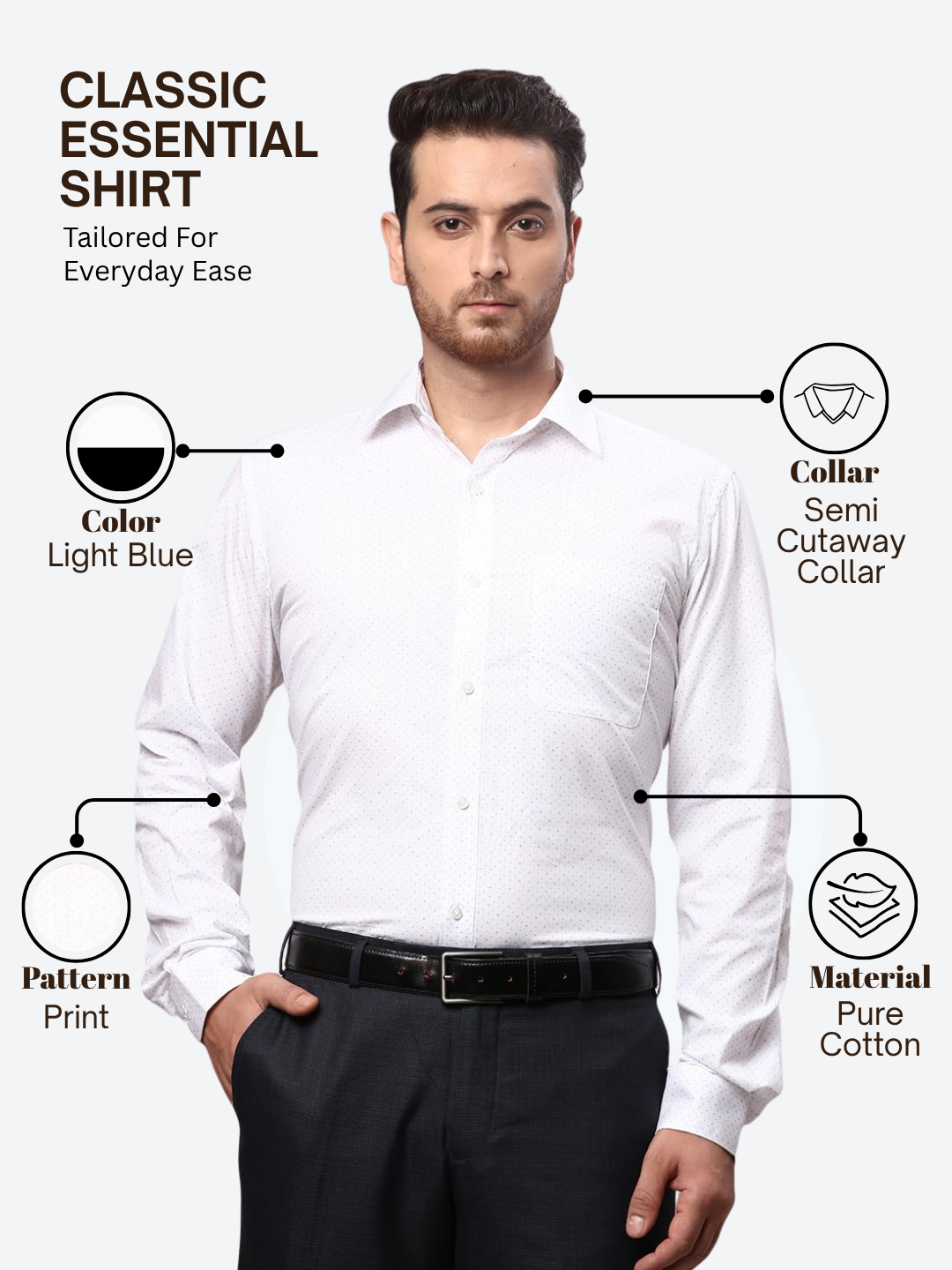Raymond Men Blue Slim Fit Printed Formal Shirt