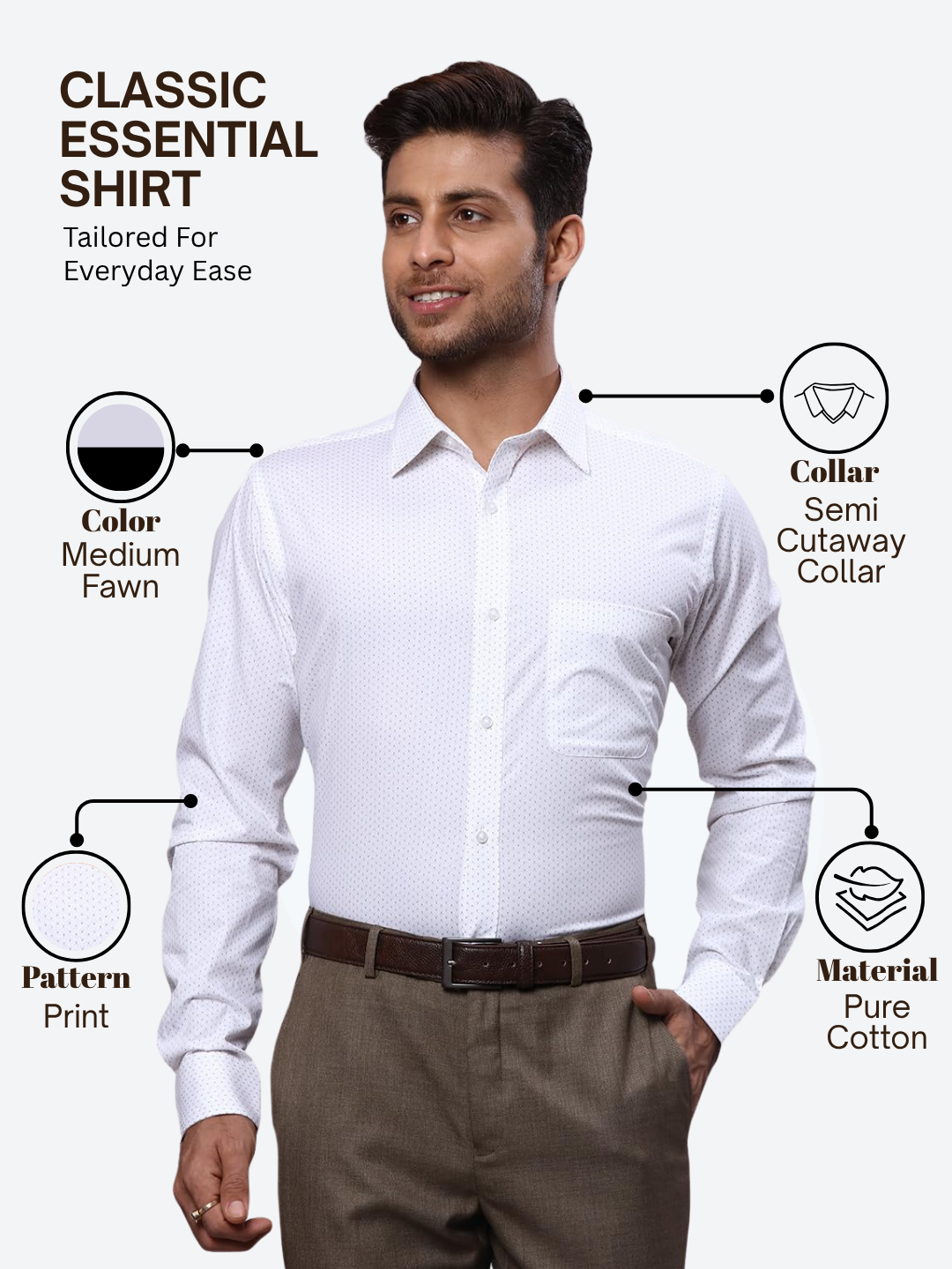 Raymond Men Fawn Slim Fit Printed Formal Shirt