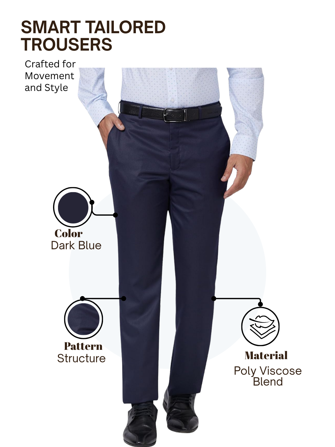 Park Avenue Men Blue Smart Fit Structure Trouser