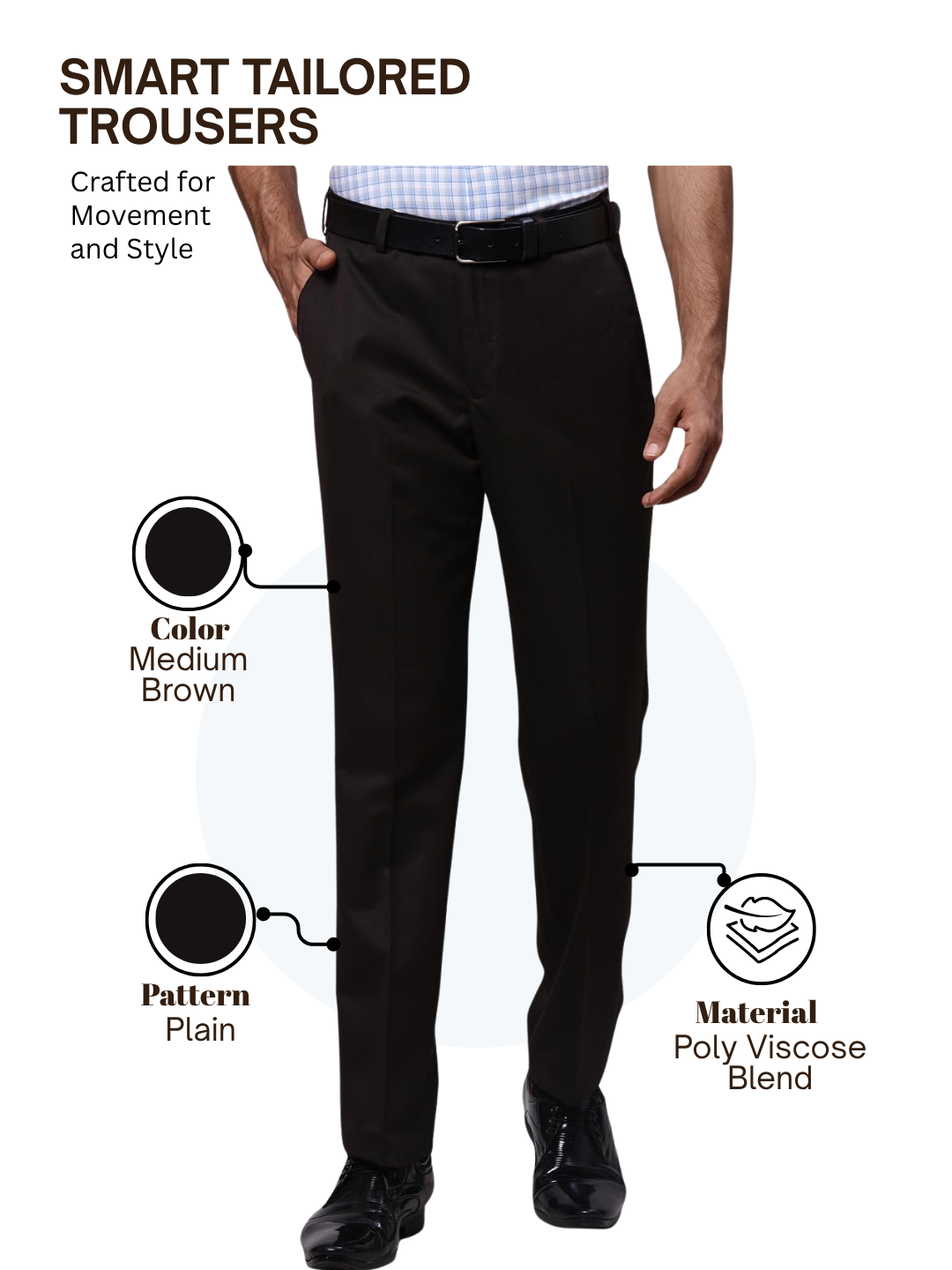 Park Avenue Men Brown Smart Fit Plain Trouser