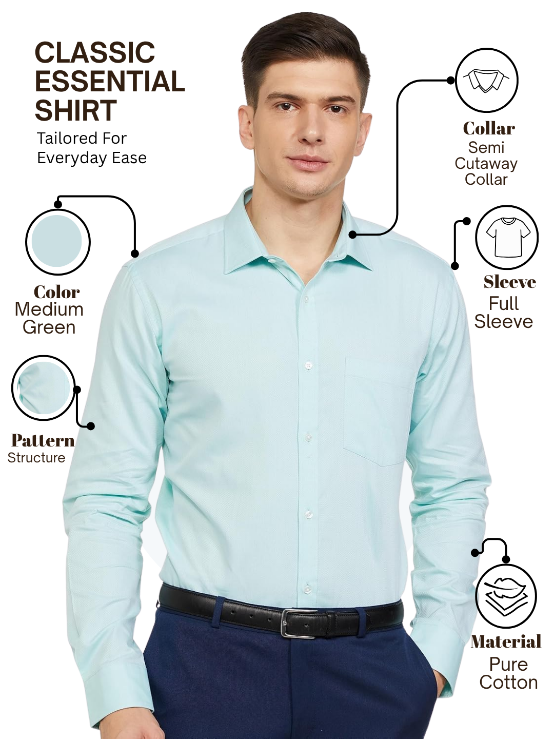 Park Avenue Men Green Slim Fit Structure Formal Shirt