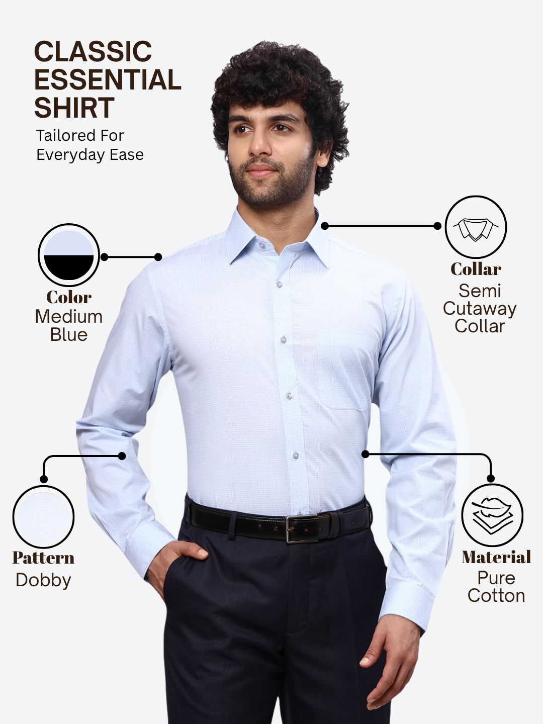 Raymond Men Blue Slim Fit Dobby Formal Shirt
