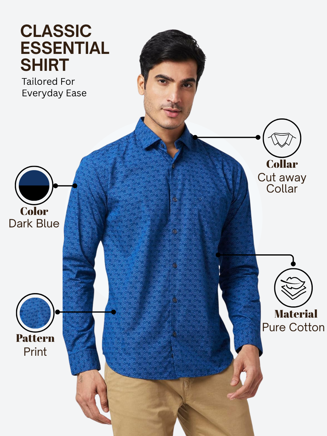 Park Avenue Men Blue Slim Fit Printed Casual Shirt