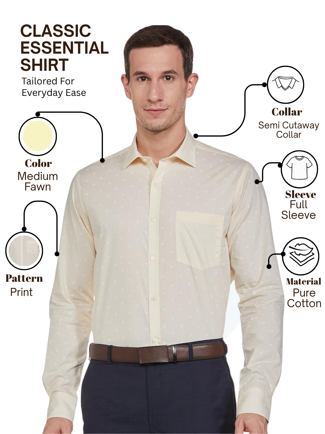 Park Avenue Men Yellow Slim Fit Printed Formal Shirt
