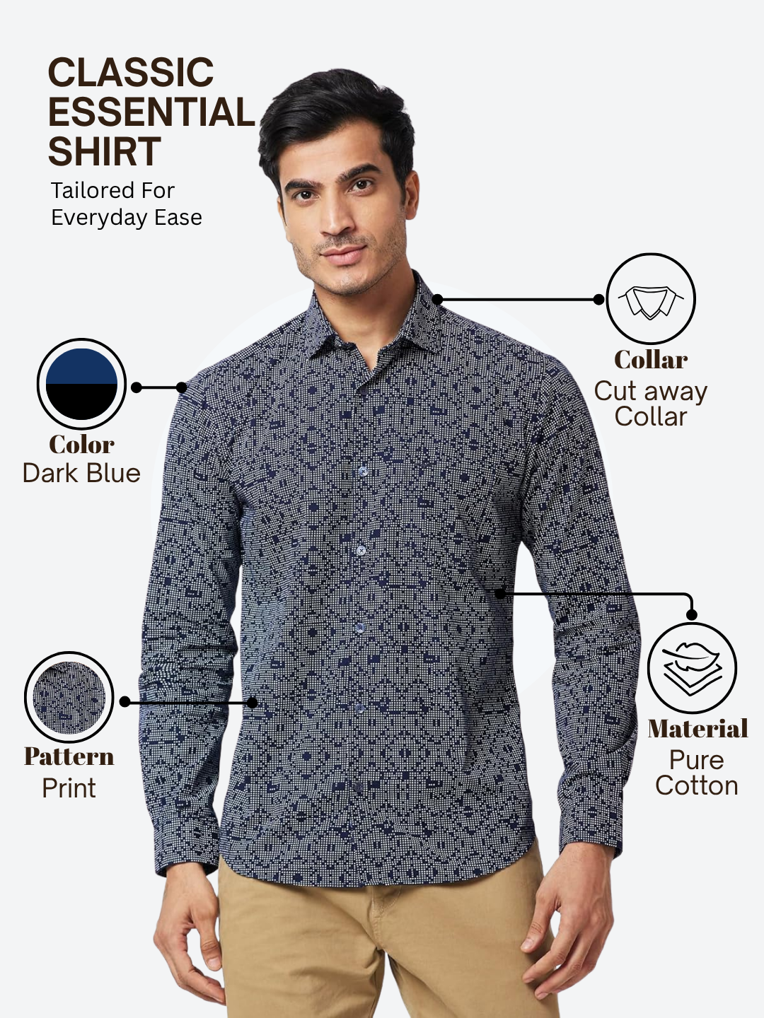 Park Avenue Men Blue Slim Fit Printed Casual Shirt