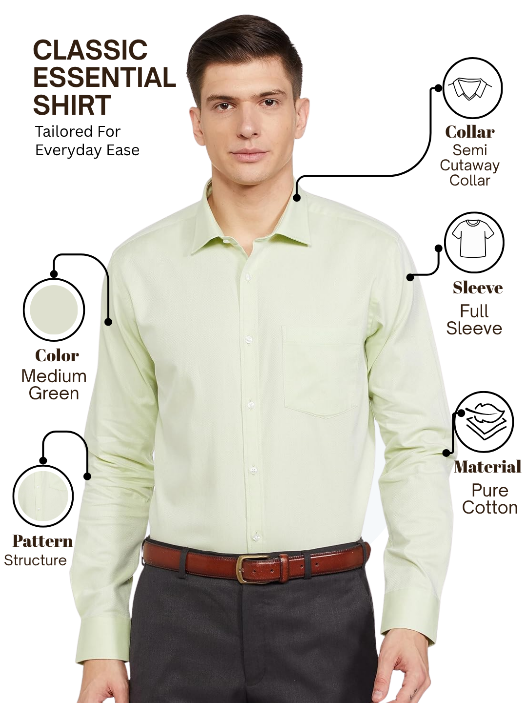 Park Avenue Men Green Slim Fit Structure Formal Shirt