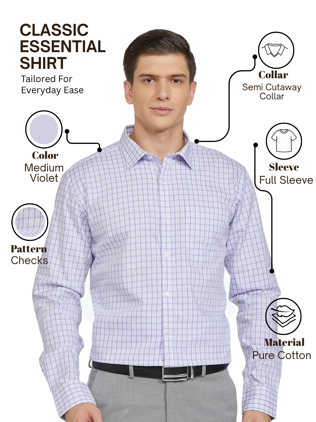 Park Avenue Men Violet Slim Fit Checks Formal Shirt