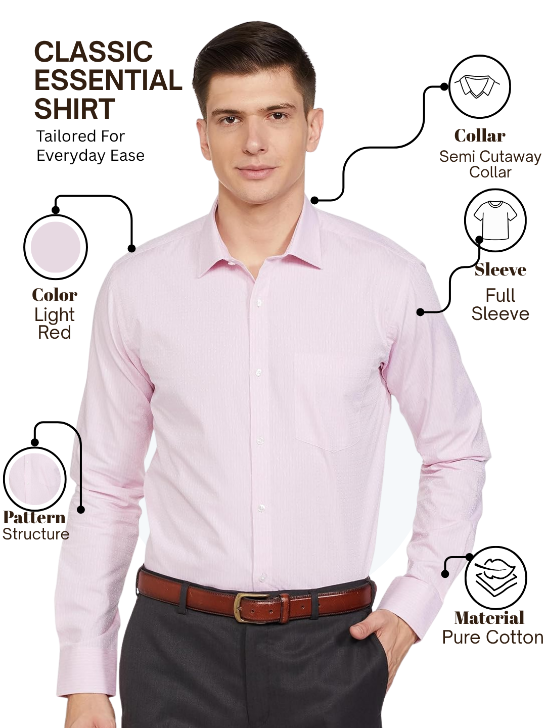Park Avenue Men Pink Slim Fit Structure Formal Shirt
