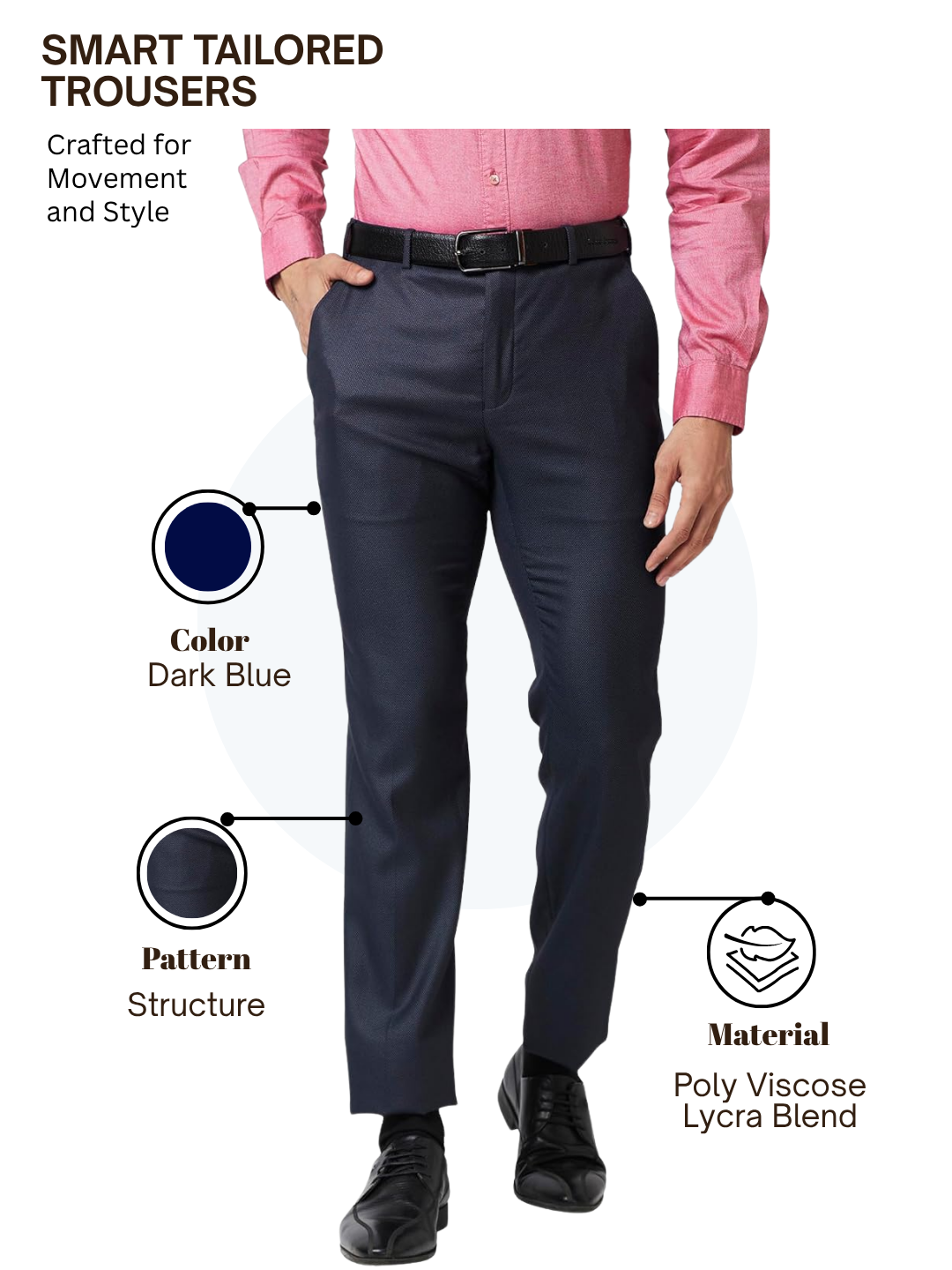 Raymond Men Blue Slim Fit Structure Trouser