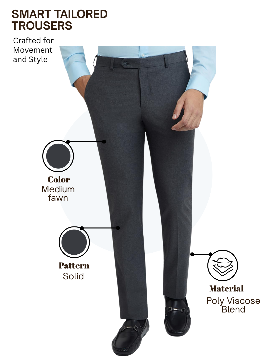 Raymond Men Grey Slim Fit Solid Trouser