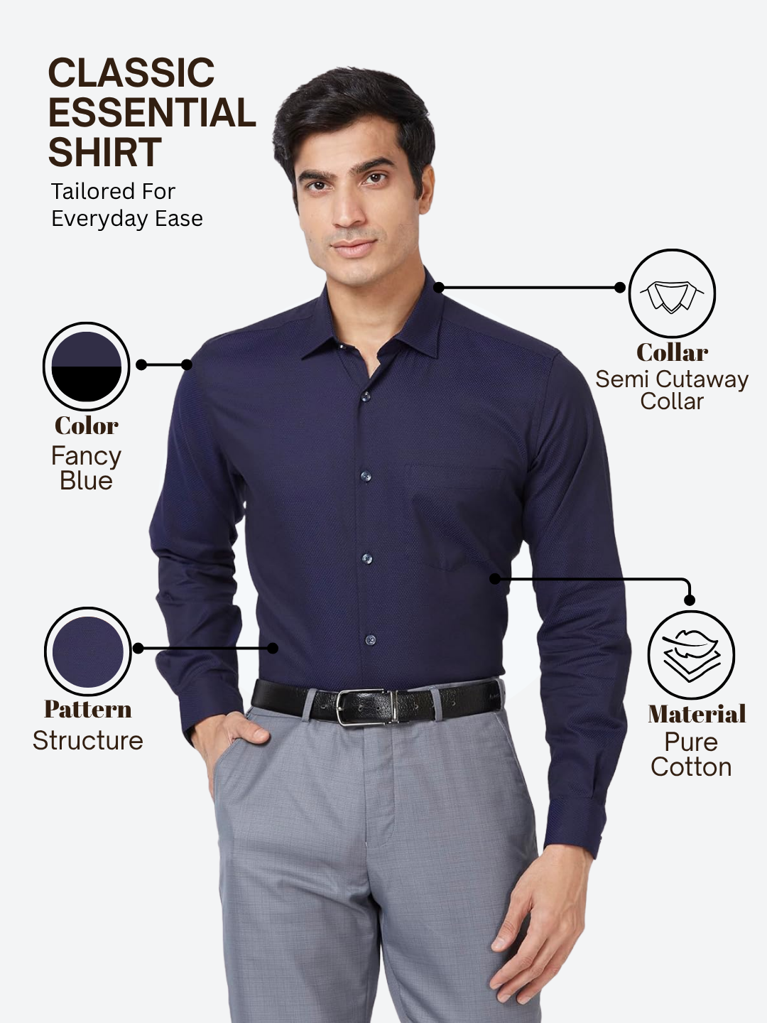 Park Avenue Men Blue Regular Fit Structure Formal Shirt
