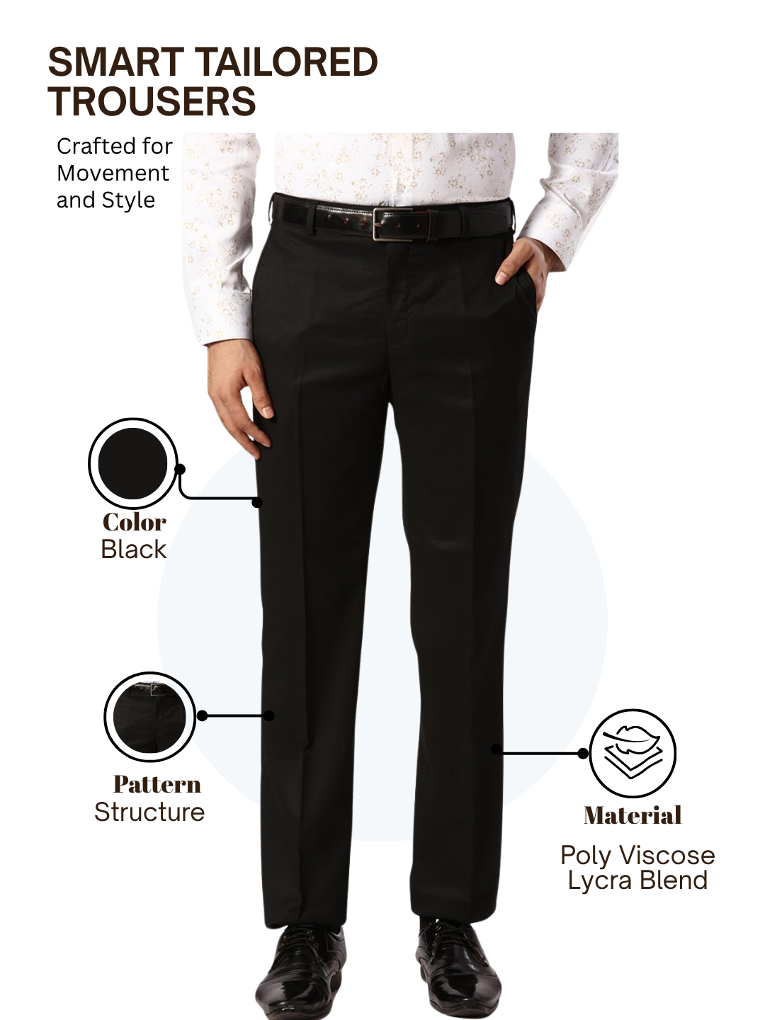 Park Avenue Men Black Smart Fit Structure Trouser