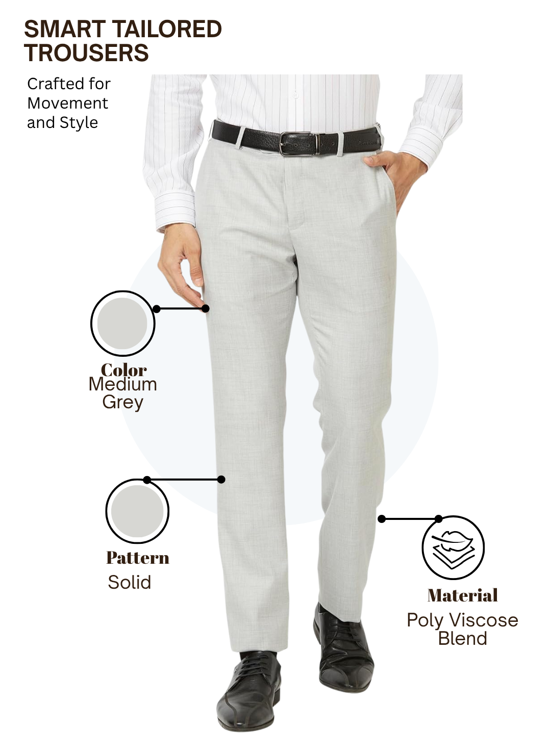 Raymond Men Grey Slim Fit Solid Trouser